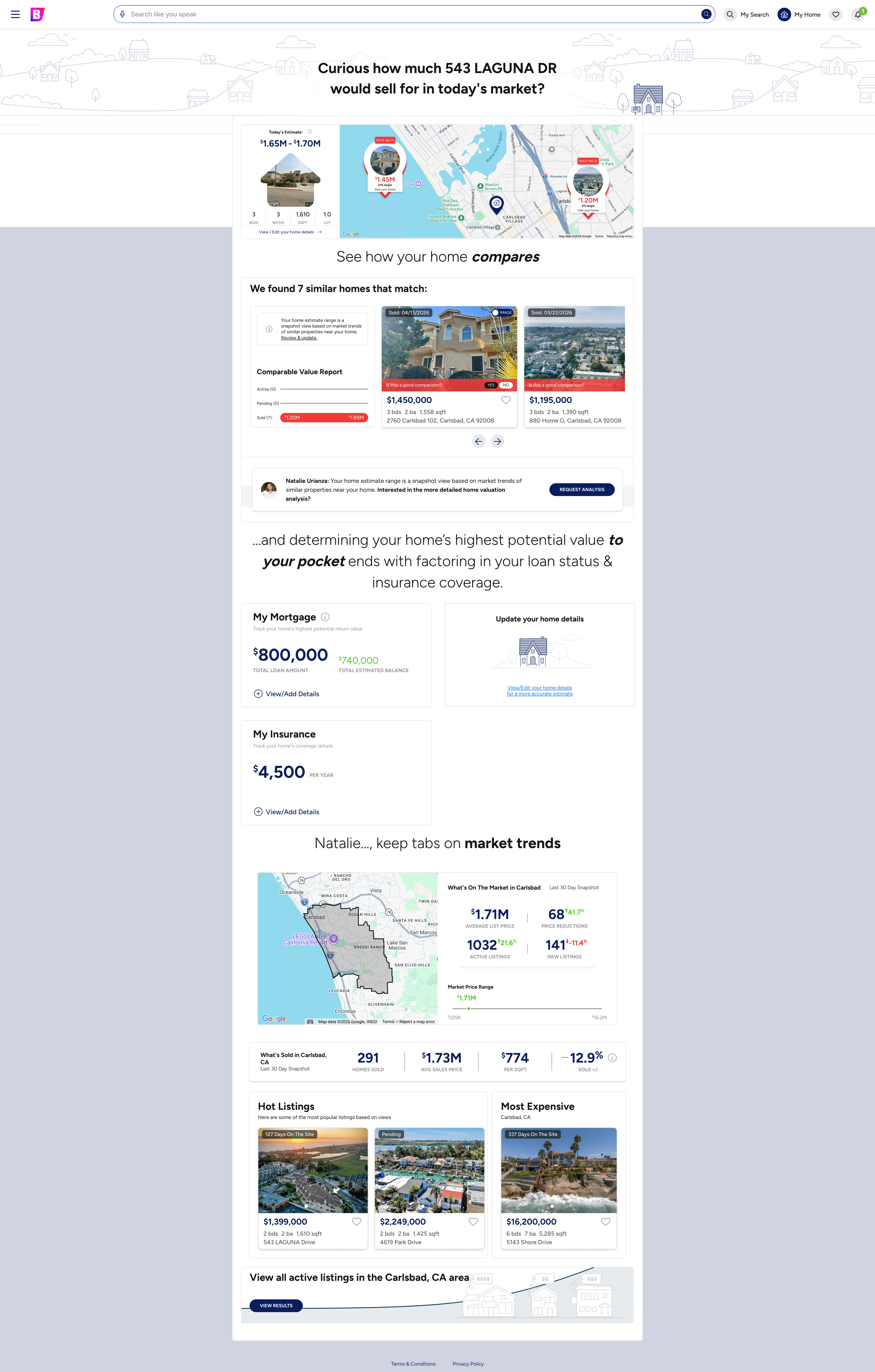 CORE Home dashboard showing a homeowner’s property value, equity, and recent activity