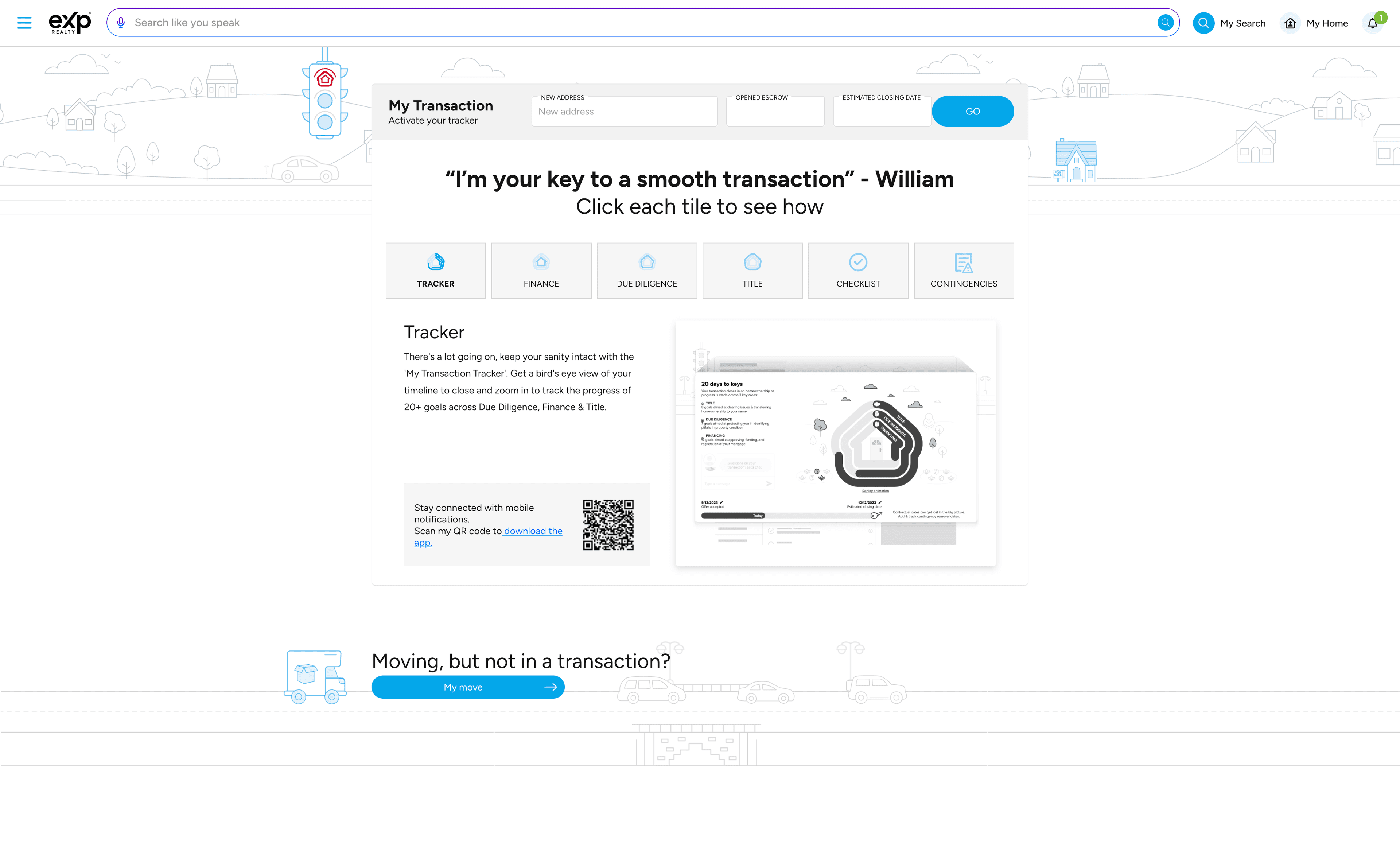 Transaction page for eXp Realty